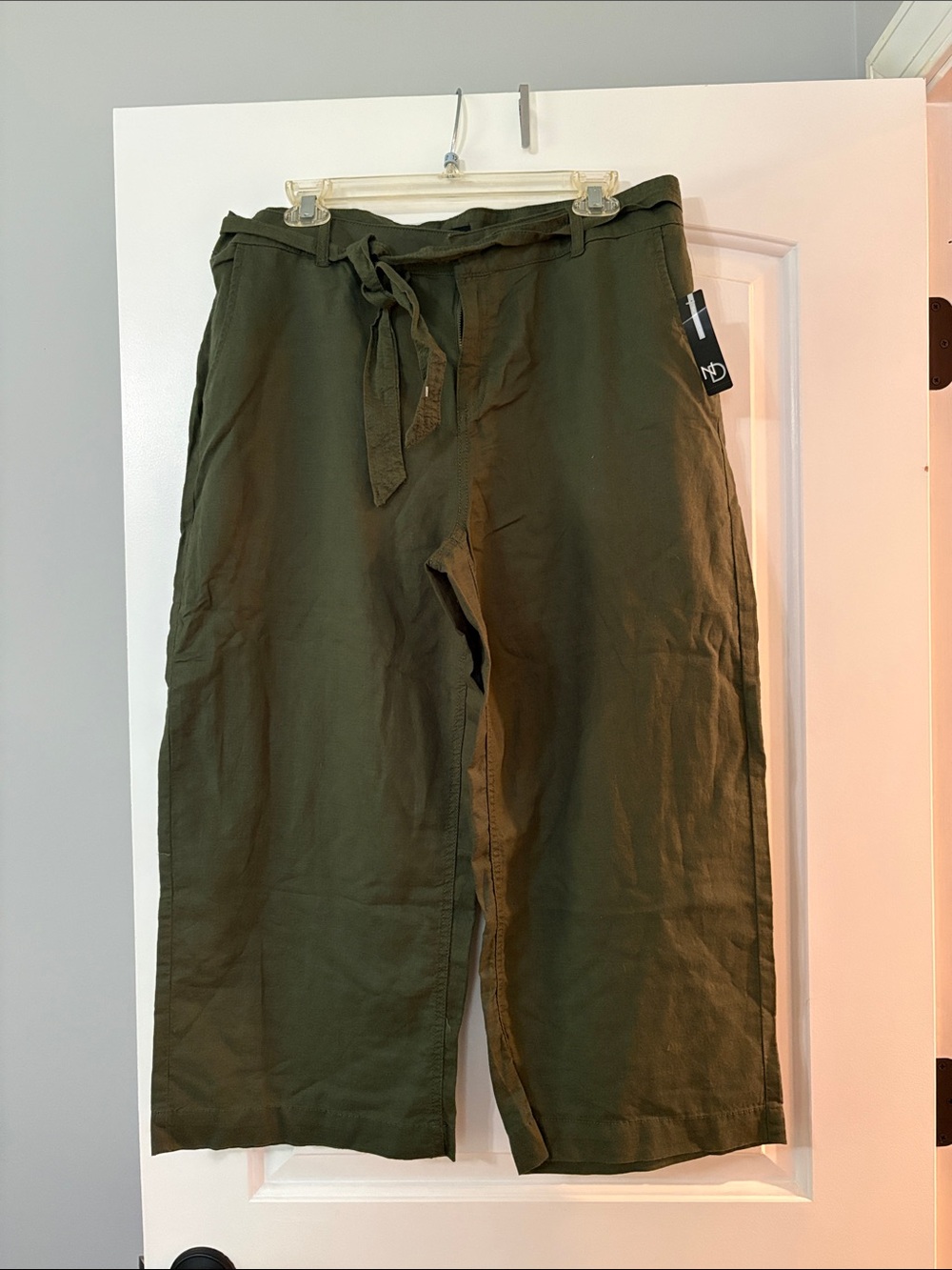 new directions Olive Wide-Leg Tie-Waist Pants
